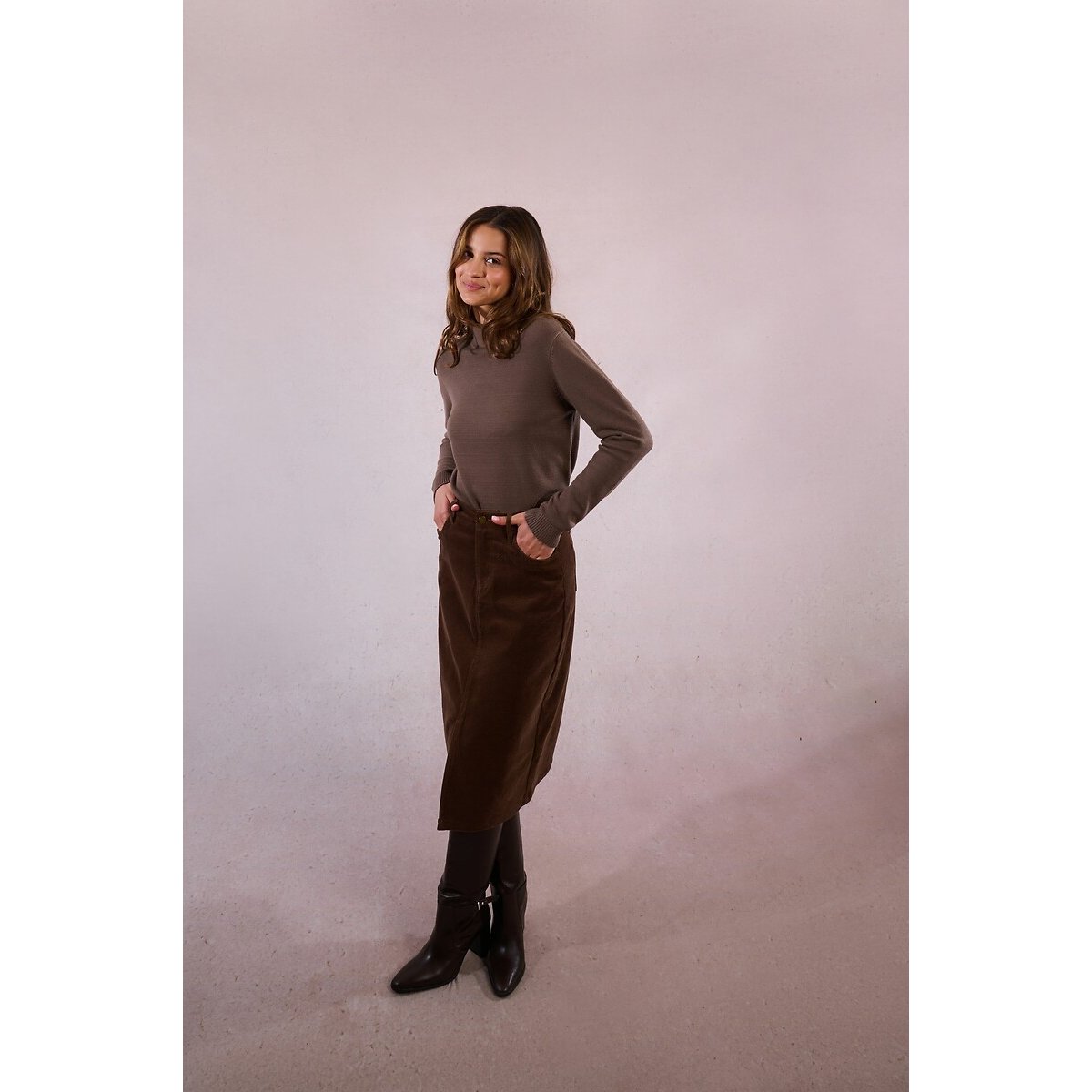 Buttoned Turtleneck Jumper khaki, MOLLY BRACKEN