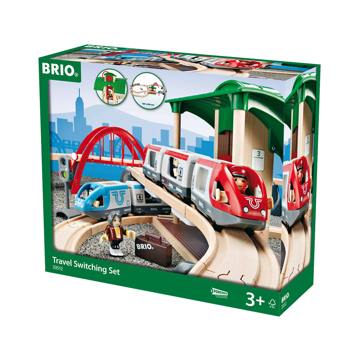 Circuit plateforme voyageurs multicolore, BRIO