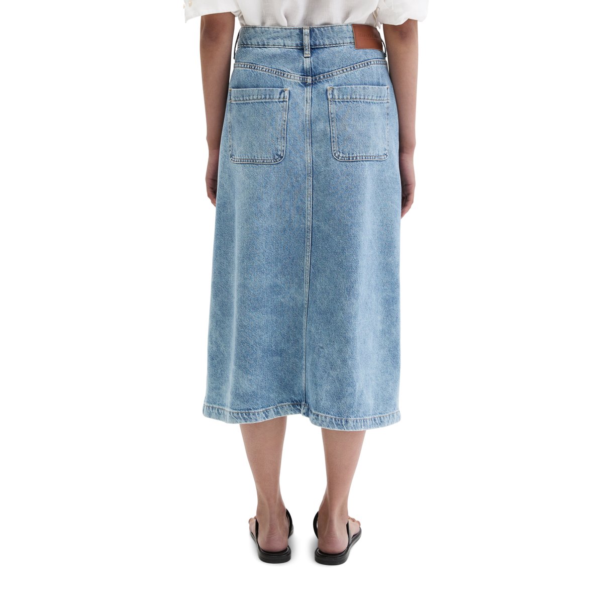 Jupe en jean X-Front A-Shape en mélange de lyocell, de lin et de coton nleu clair, MARC O'POLO