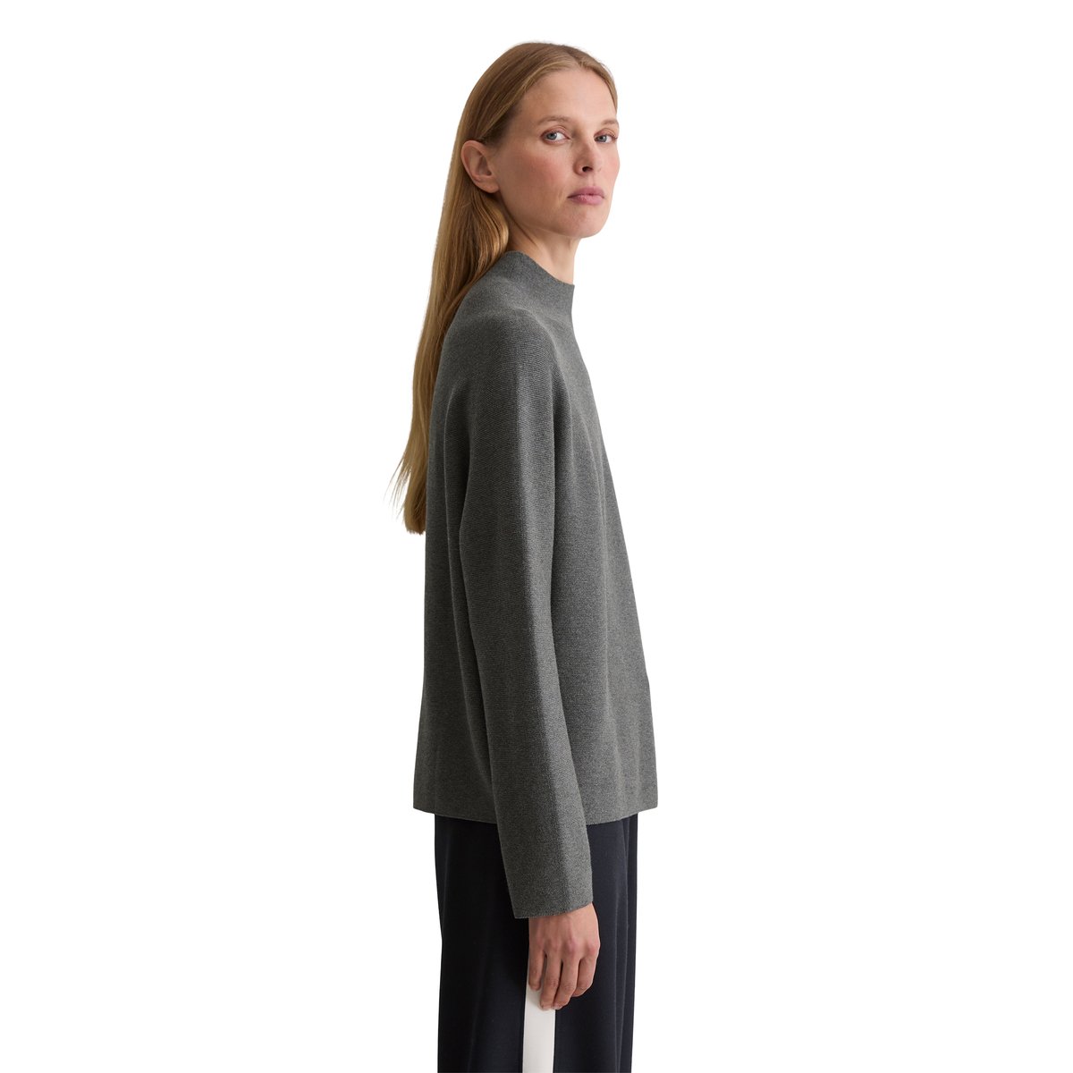 Pull-over seamless loose en coton bio doux gris, MARC O'POLO