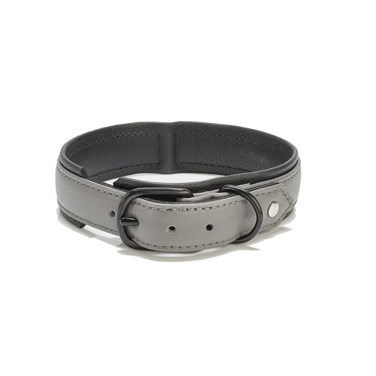 Collier chien en cuir AMICI gris, LABONI