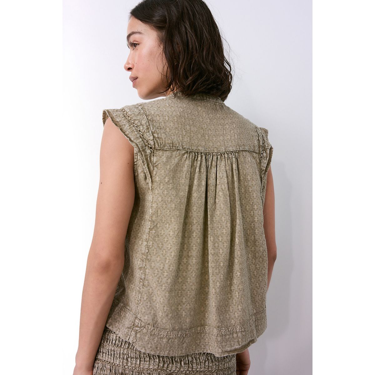 Blouse sans manches à motif jacquard vert, NEXT