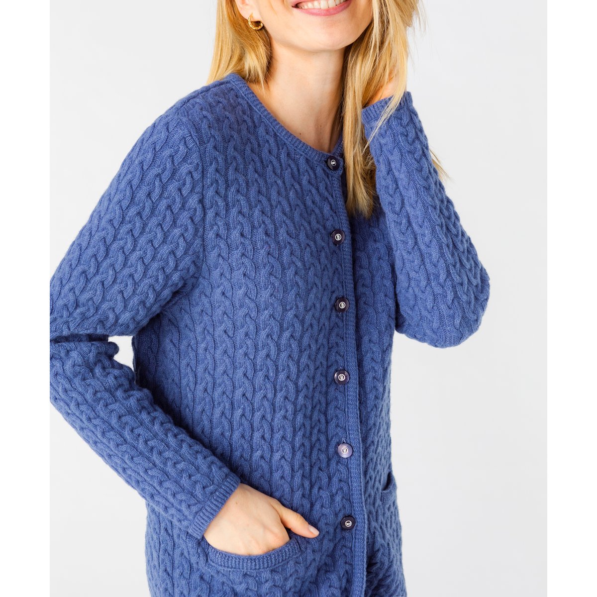 Cardigan torsadé bleu acier chiné, DAMART