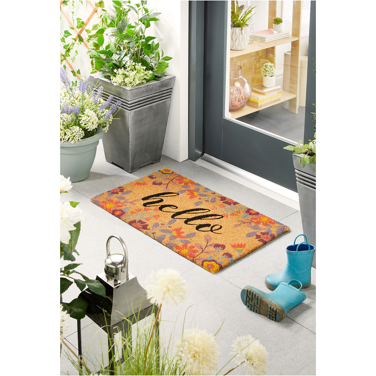 Floral Hello Coir Doormat multi-coloured, MY MAT