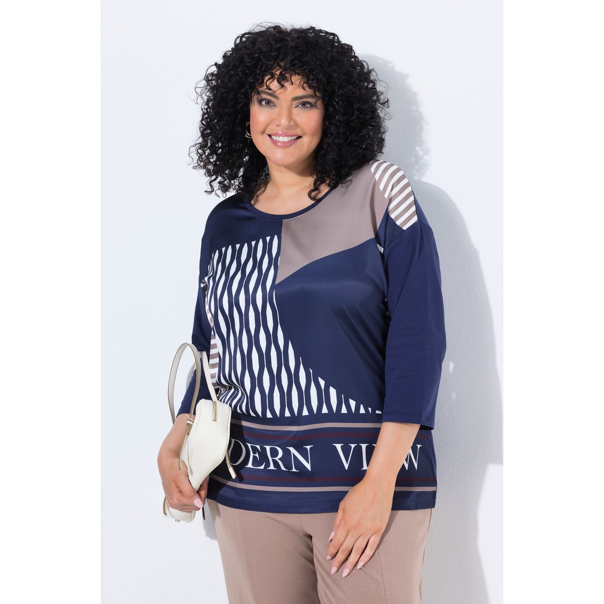 T-shirt oversize, imprimé graphique marine, ULLA POPKEN