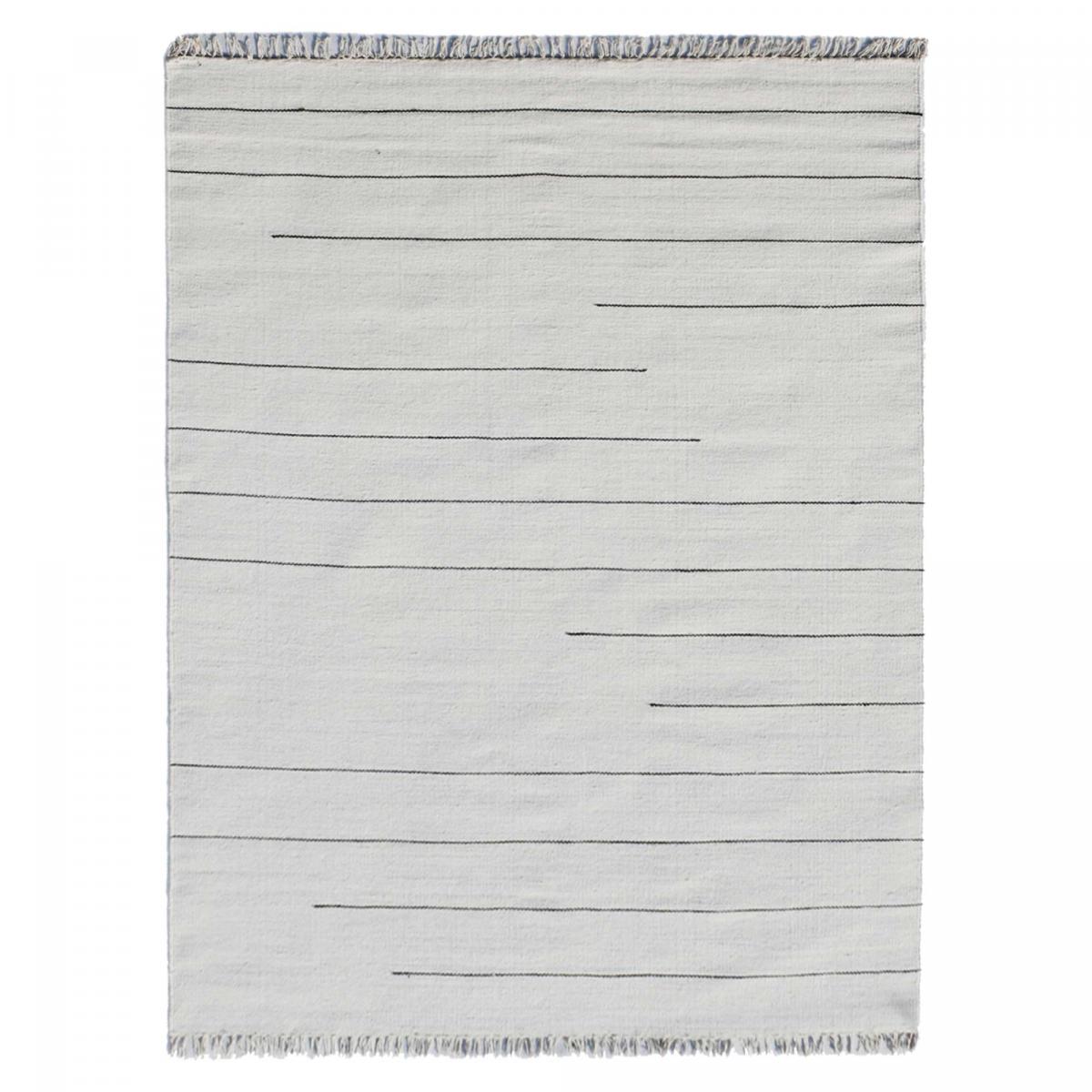Tapis kilim fait main en laine motif simple PRAHA écru, gris, UN AMOUR DE TAPIS