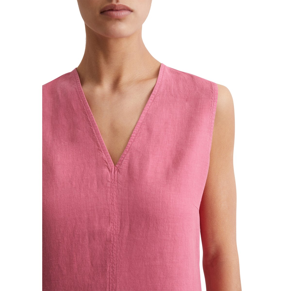 Robe sans manches en lin shaped coupé en A-ligne rose, MARC O'POLO