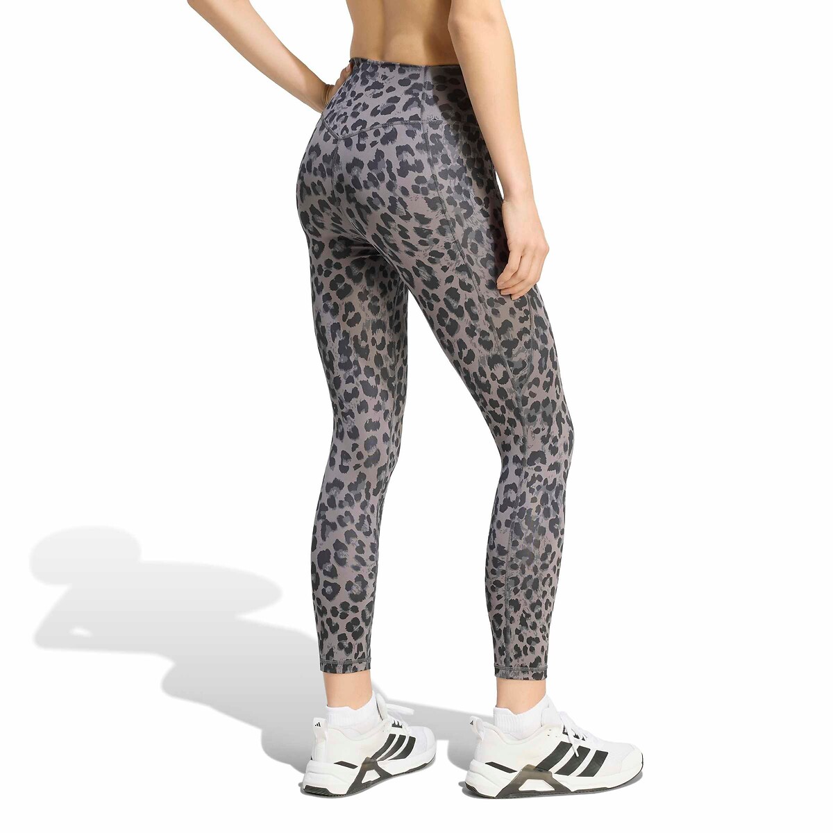 Leggings de desporto estampados estampado leopardo/cinzento, adidas Performance