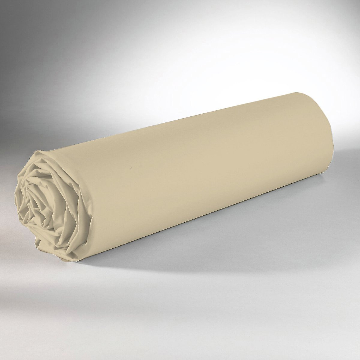 Drap housse en coton bonnet 25 cm uni, MENO sable, C DESIGN HOME TEXTILE