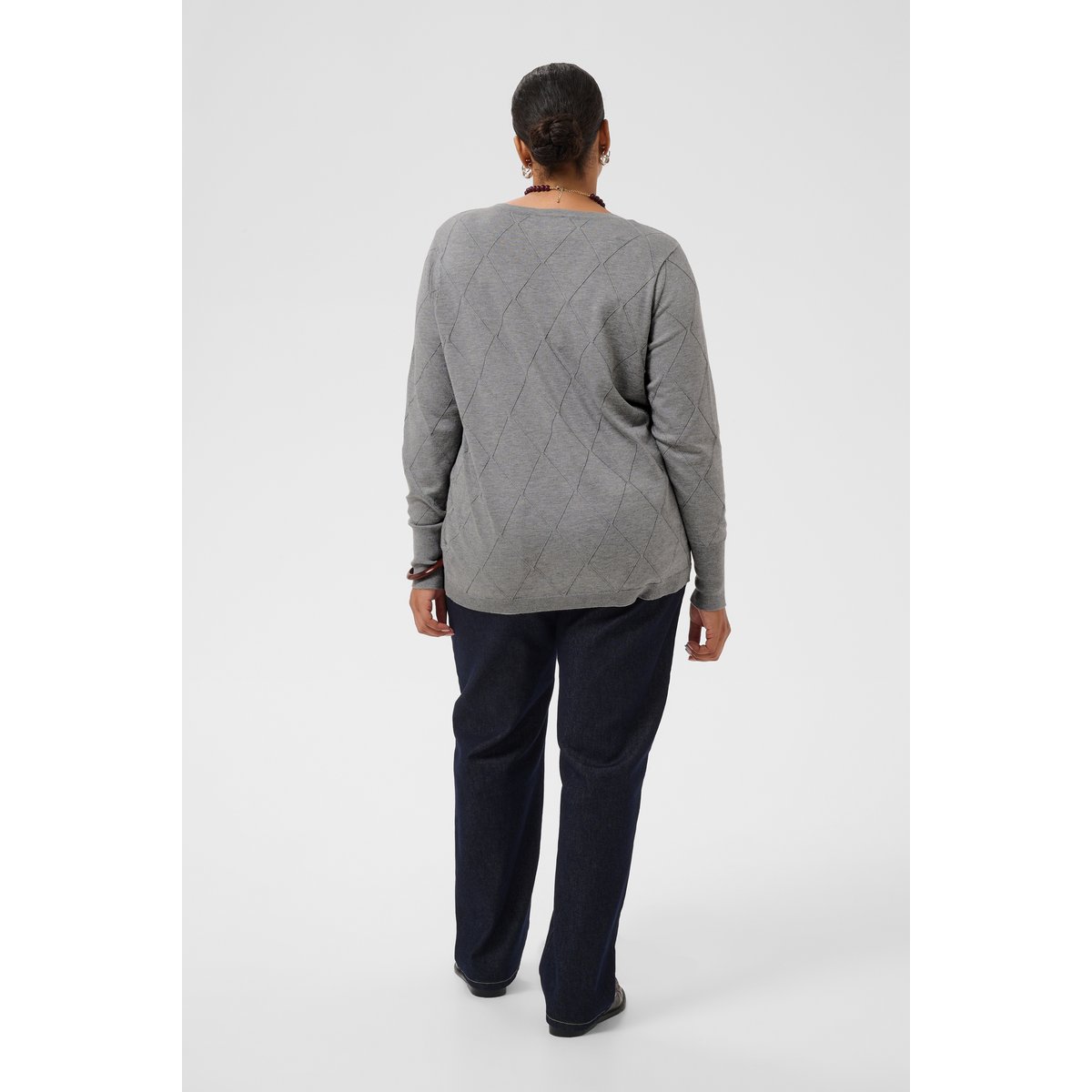 Pullover tricoté gris grey melange, KAFFE CURVE