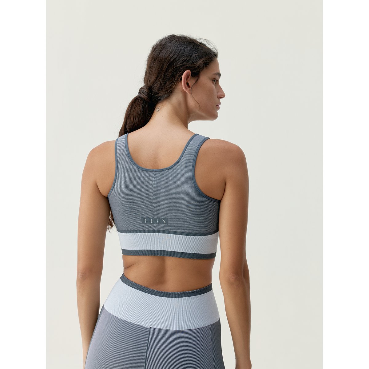 Brassière de sport femme Oasis maintien moyen-élevé effet gainant bleu ébène clair, BORN