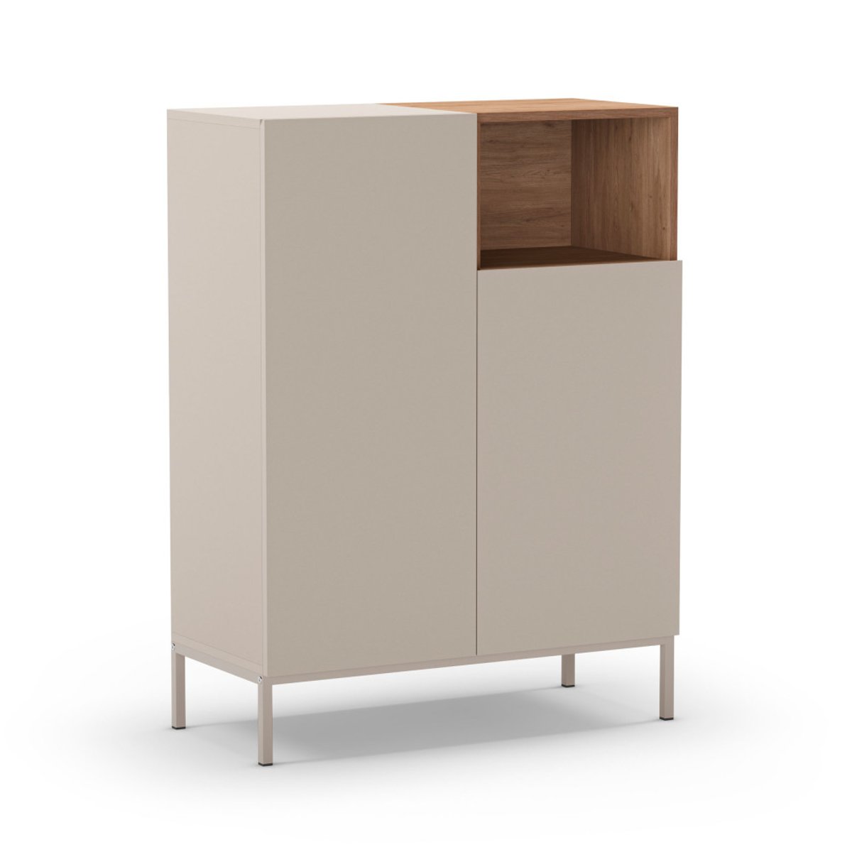 Buffet 2 portes en bois et métal H120cm- QUENOR beige, DRAWER
