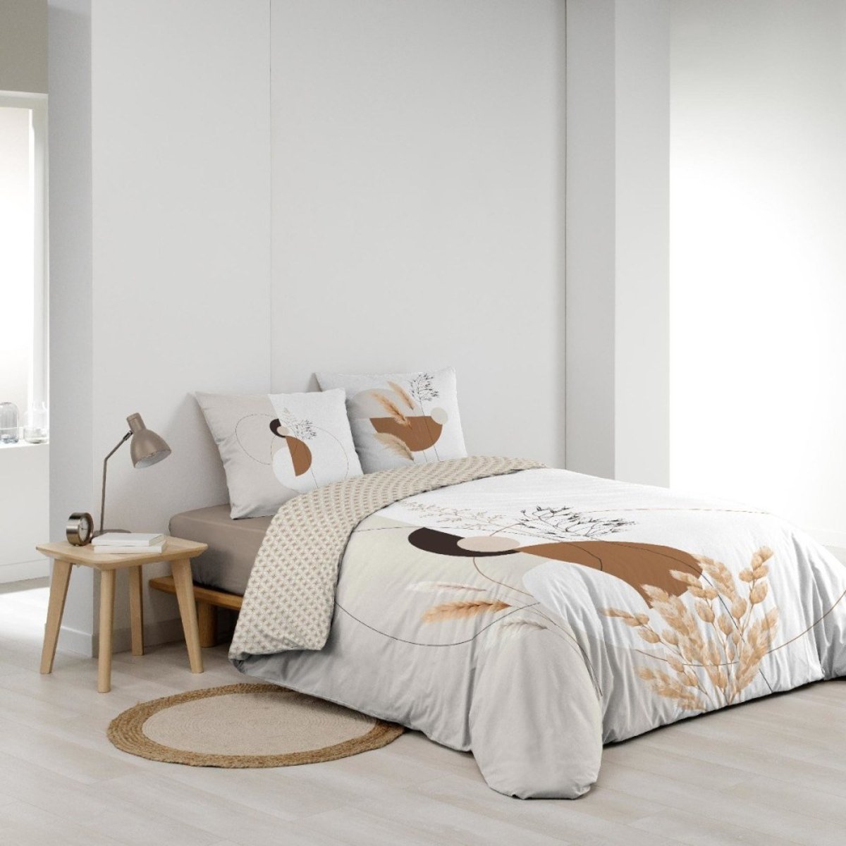 Housse de couette 240x220 + 2 taies PAMPA 100% coton blanc, DECORATIE