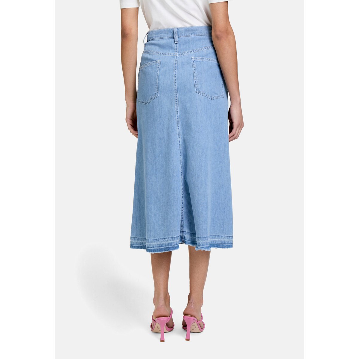 Jupe en jean à bord franc light blue denim, BETTY BARCLAY