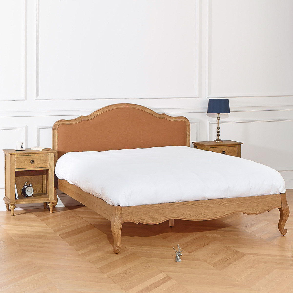 Lit deux places 160 x 200 en chêne, style shabby chic HENRY ralph tabaco, ROBIN DES BOIS