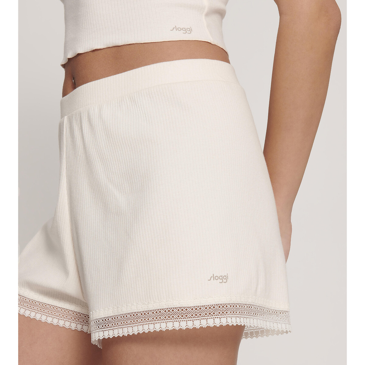 Go Ribbed Boxer Shorts angora ecru, SLOGGI