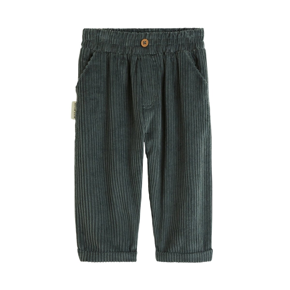 Ensemble bébé sweat et pantalon en velours côtelé Elliott vert, PETIT BEGUIN
