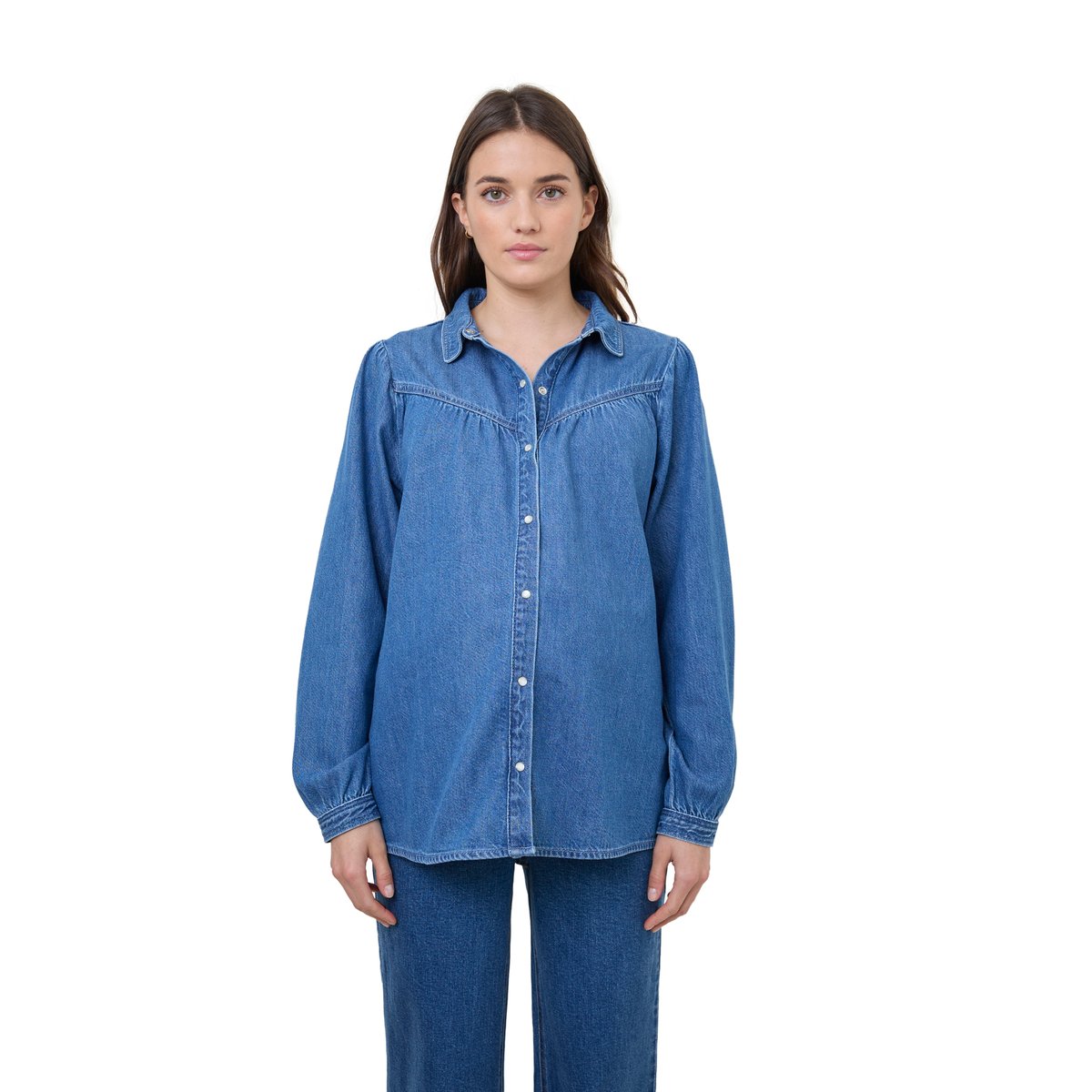 Chemise en jean grossesse et allaitement stone, VERTBAUDET