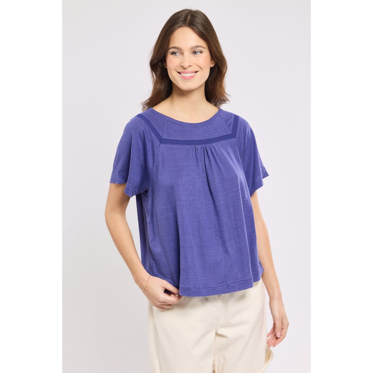 T-shirt Clyde en lin navy blue, TERRE & MER