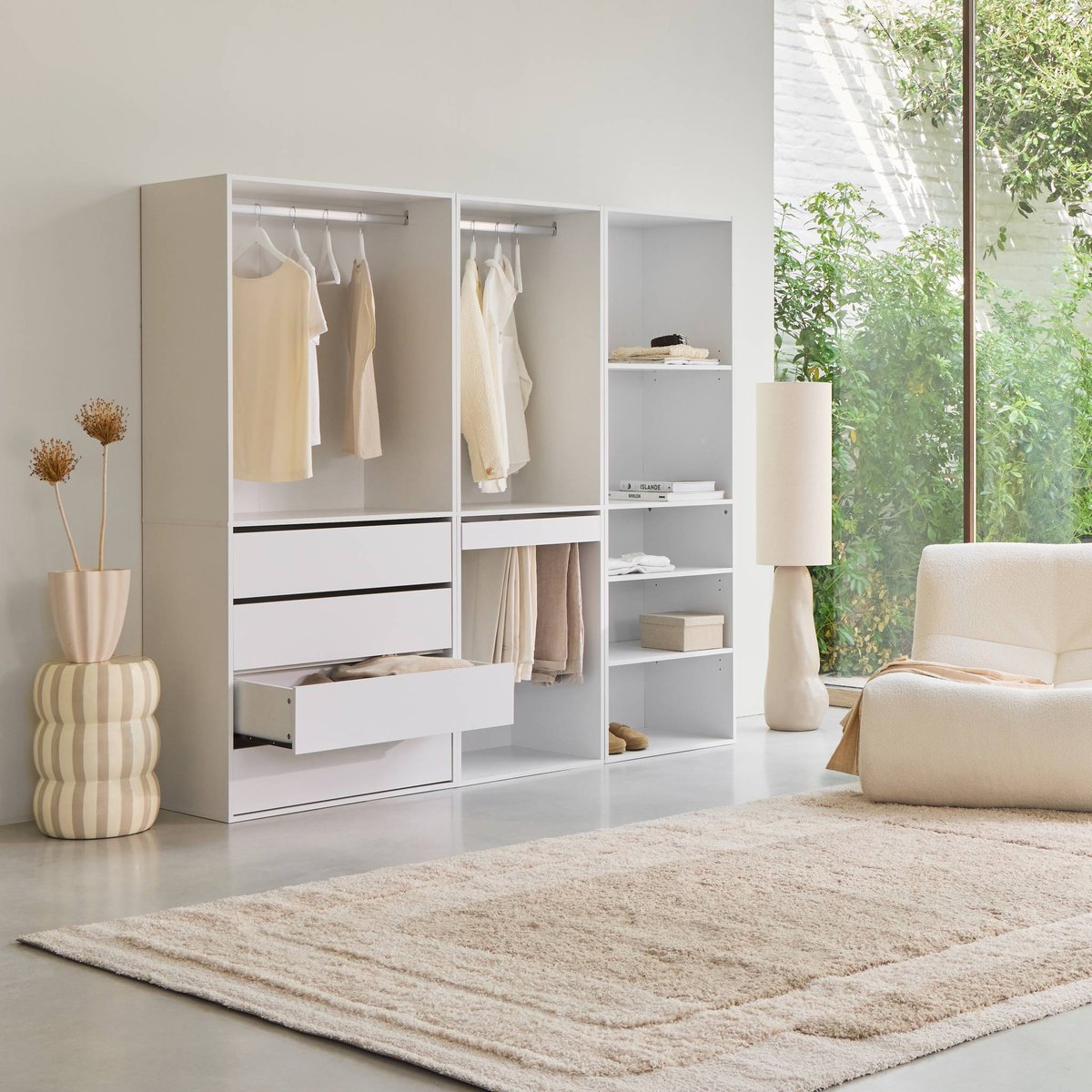 Kit dressing modulable décor bois 3 éléments MODULO blanc, SWEEEK