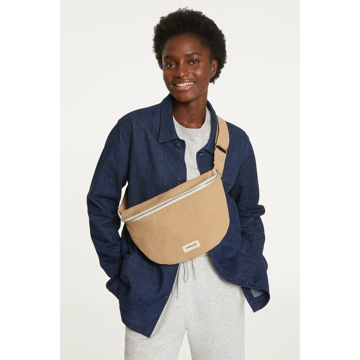 Sac banane zippé CUSTINE XL beige, RIVEDROITE