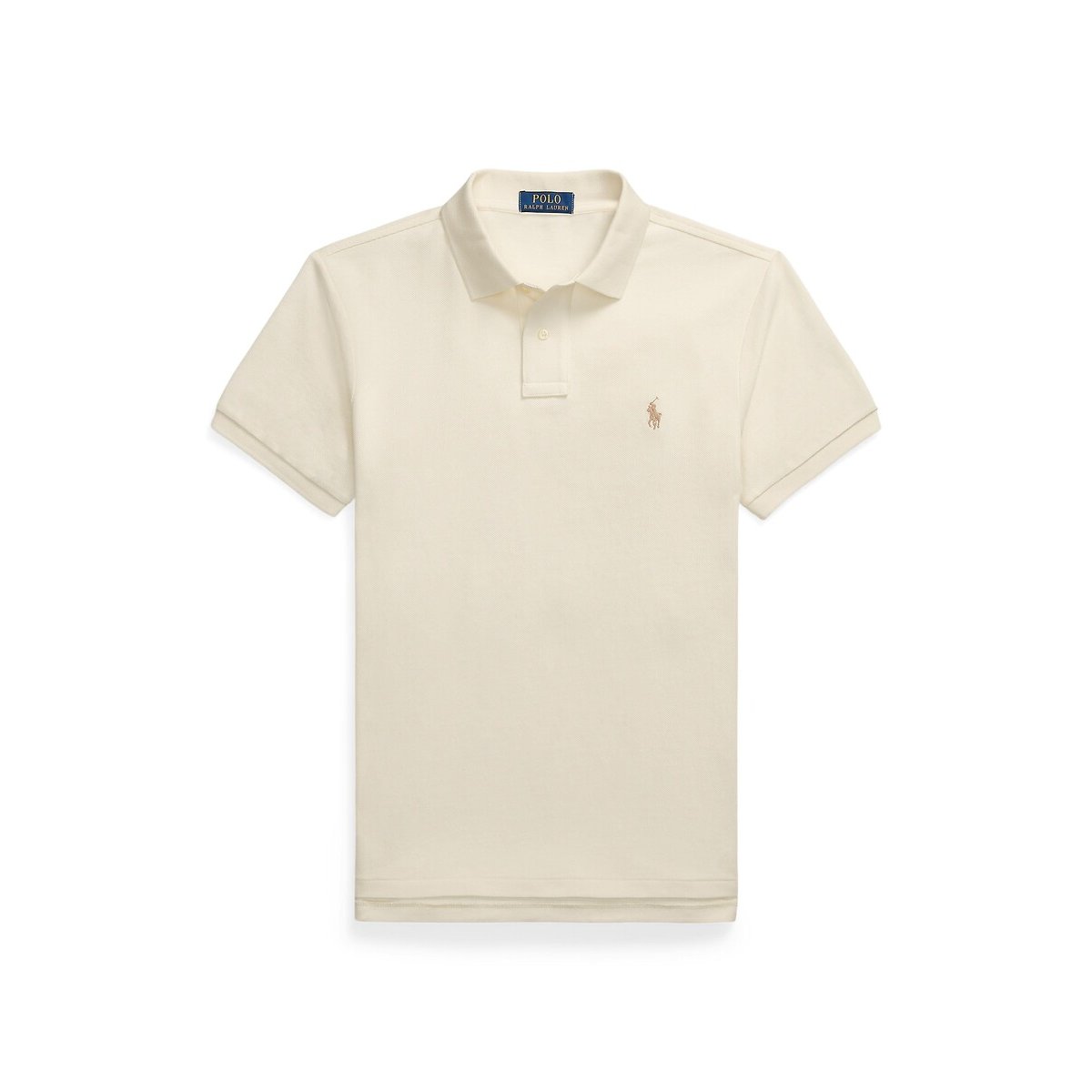 Cotton Pique Polo Shirt in Slim Fit cream, POLO RALPH LAUREN