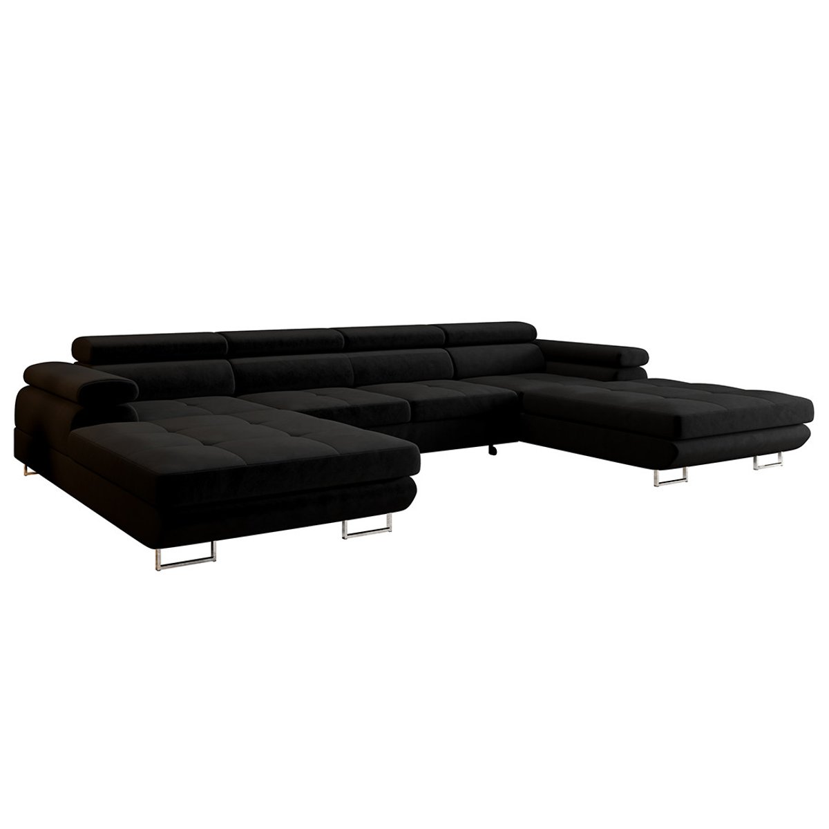 Canapé Panoramique Convertible 7 places - AYDEN noir, BEST MOBILIER