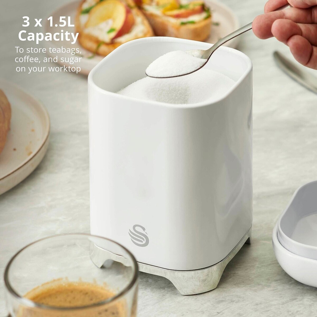 Set of 3 Solace Canisters white, SWAN