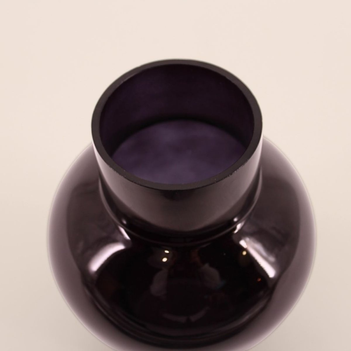 Vase boule talon en verre, H21cm noir, DECOSTAR