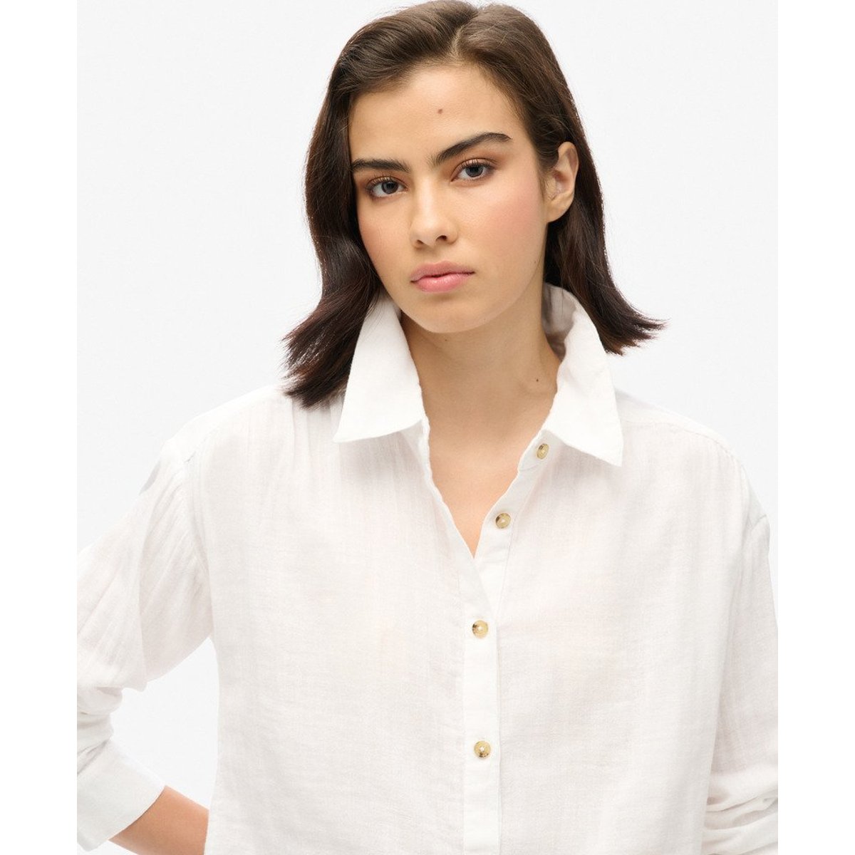 Chemise de plage longue blanc, SUPERDRY