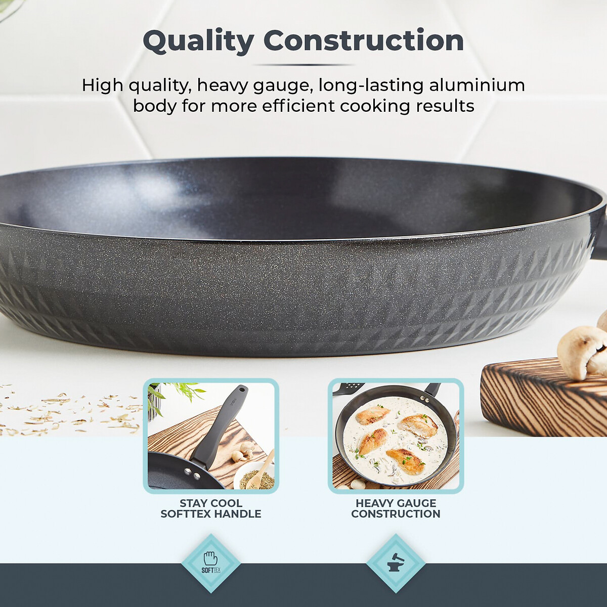 30cm Diamo Frying Pan with Black Diamond Coating black, TOWER