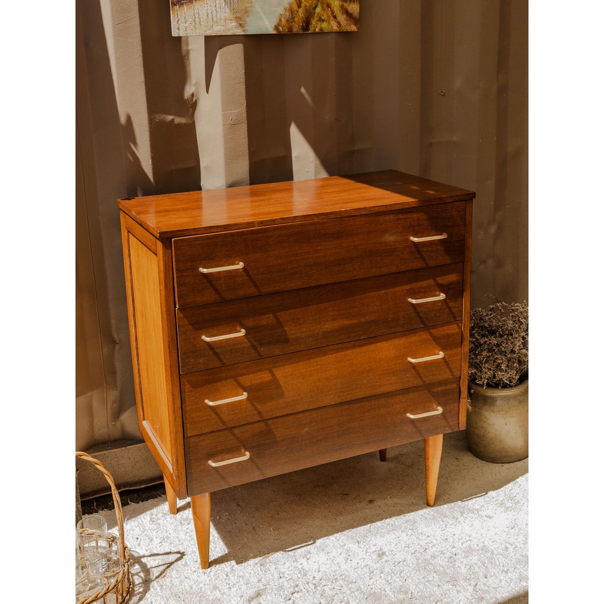 Commode en bois Olga N°676 - Bon état bois foncé, DEBONGOUT