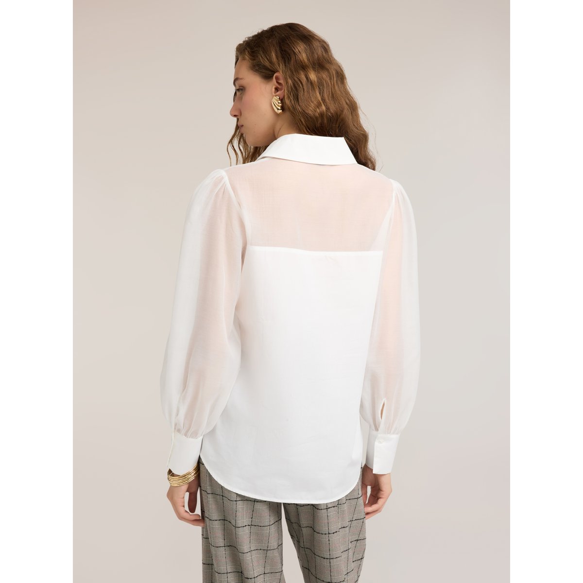 Chemise avec empiècements semi-transparents blanc, MOTIVI