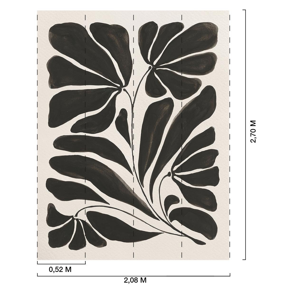 Papier peint graphique black flower intissé, HEXOA