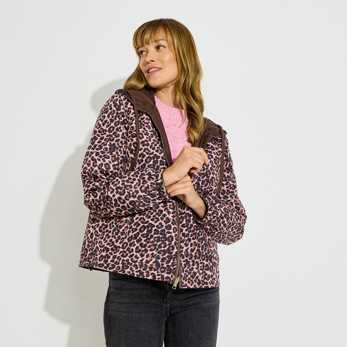 Blouson imperméable à capuche marron, GRAIN DE MALICE