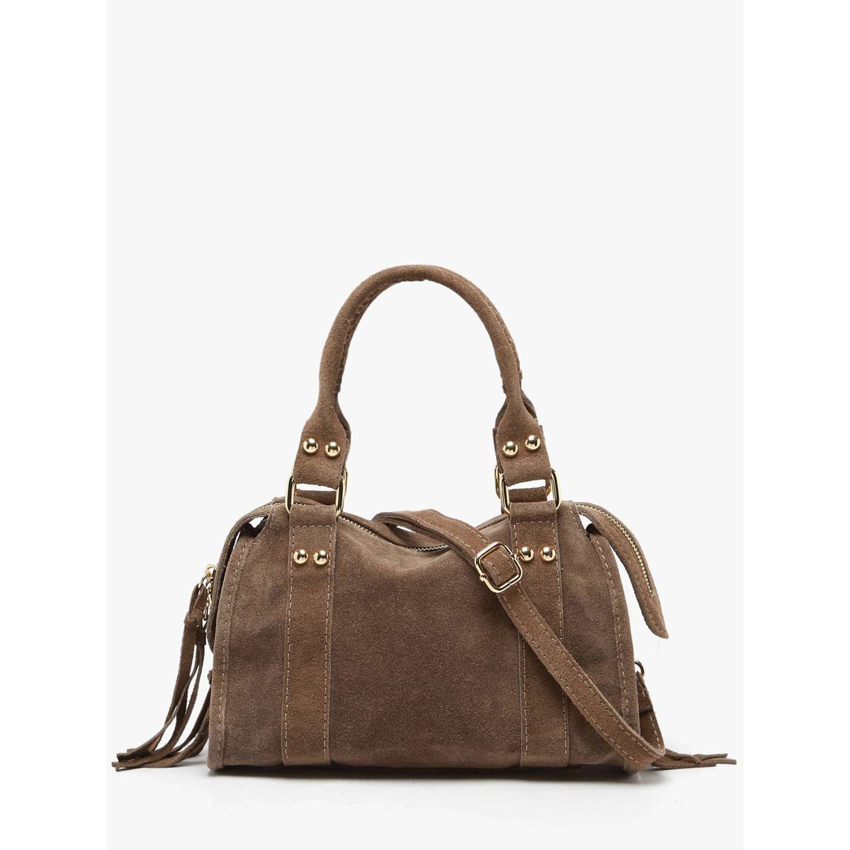 Sac bandoulière Velvet cuir taupe, MILANO