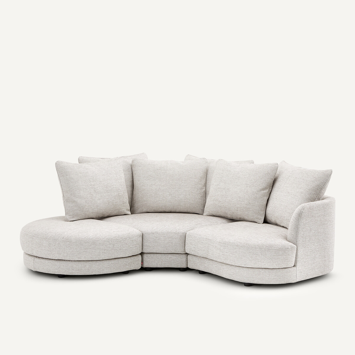 Demi-canapé droit, arrondi, modulable en coton côtelé, TIBERIO gris moyen, AM.PM