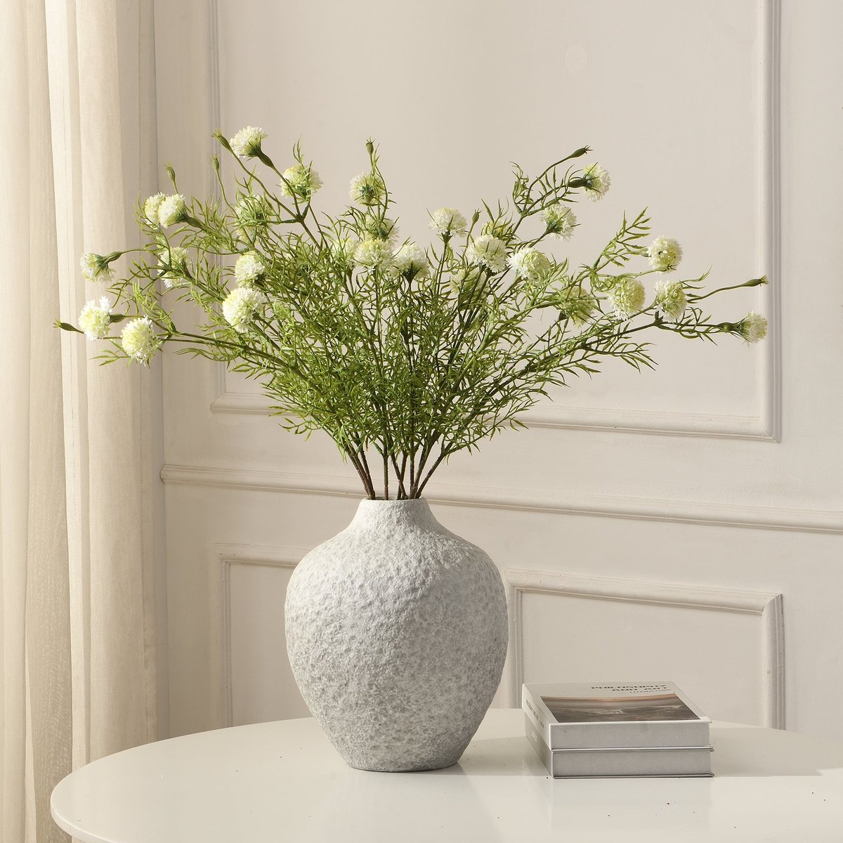 Tige de chrysanthème ping pong artificielle H78 LES ESSENTIELS blanc, SIA