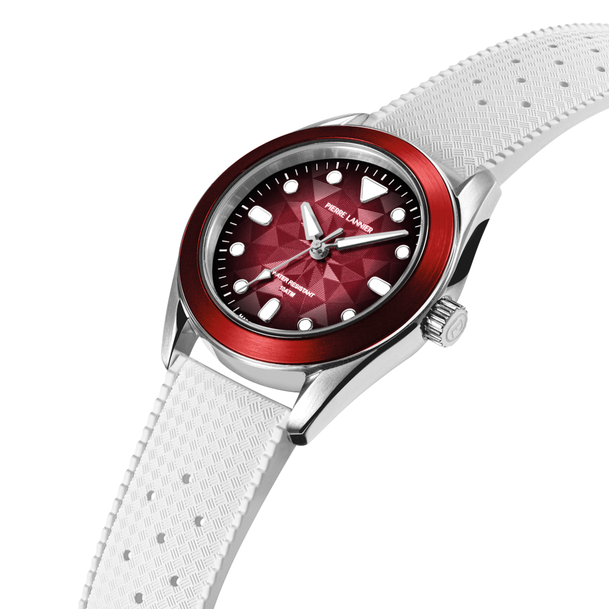 Montre Analogique  BORA argenté rouge blanc, PIERRE LANNIER