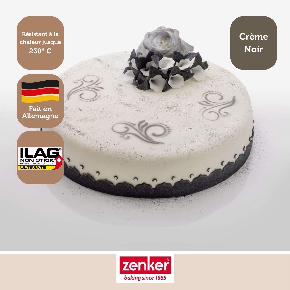 Moule à manqué à charnière Crème noir 27 cm blanc,noir, ZENKER