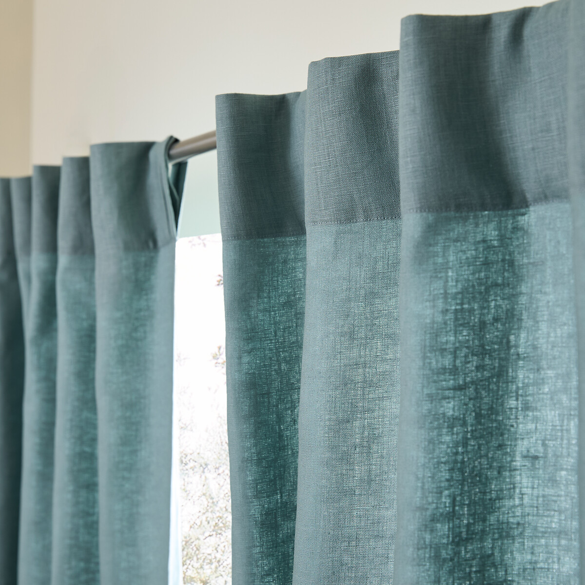 Private Curtain in Lined Washed Linen with Concealed Tabs celadon blue, AM.PM