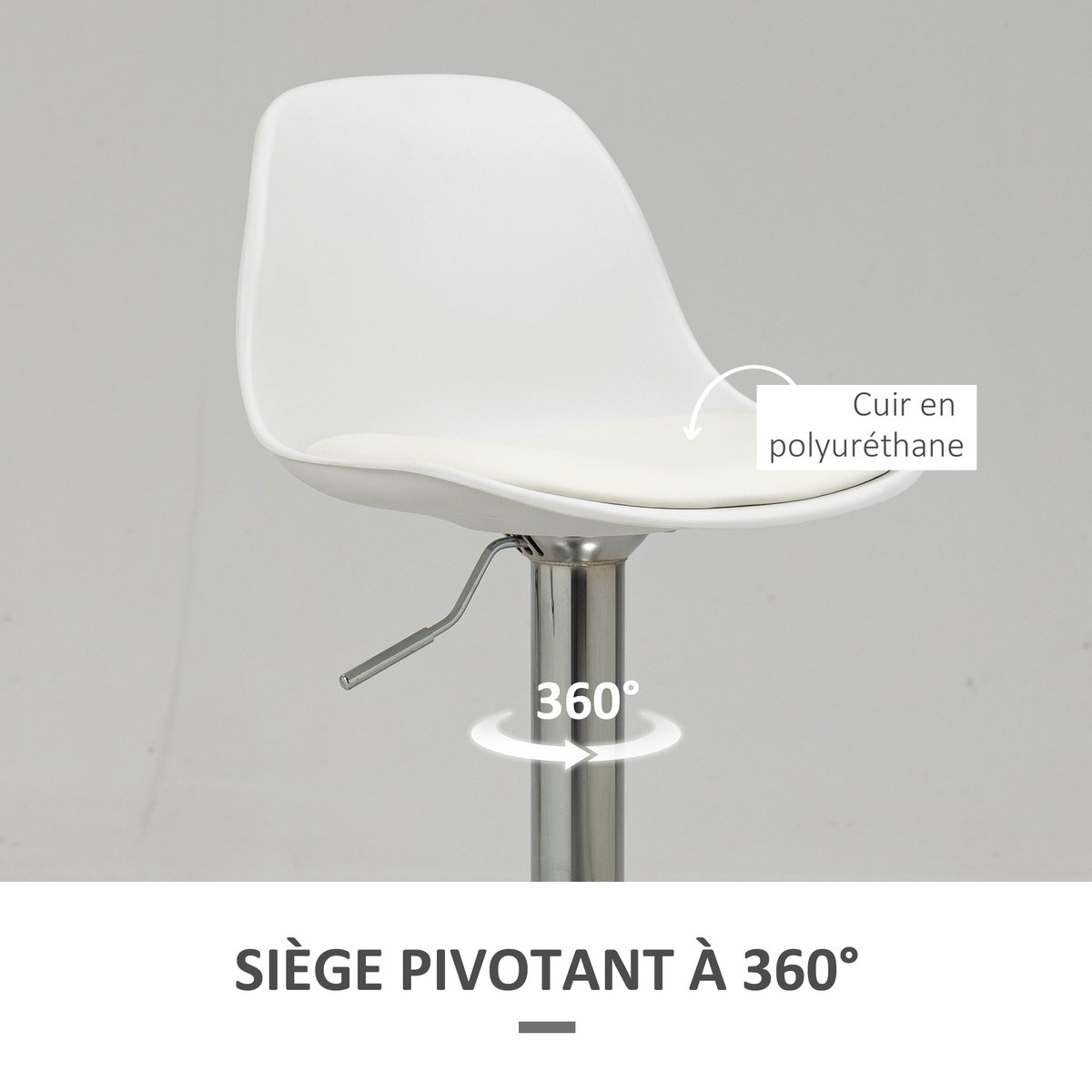 Tabouret de bar Polyuréthane Blanc blanc, HOMCOM