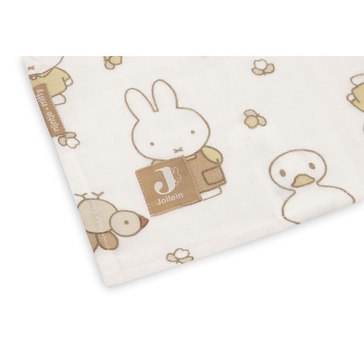 Lot de 2 langes gaze de coton beige miffy family farm, JOLLEIN