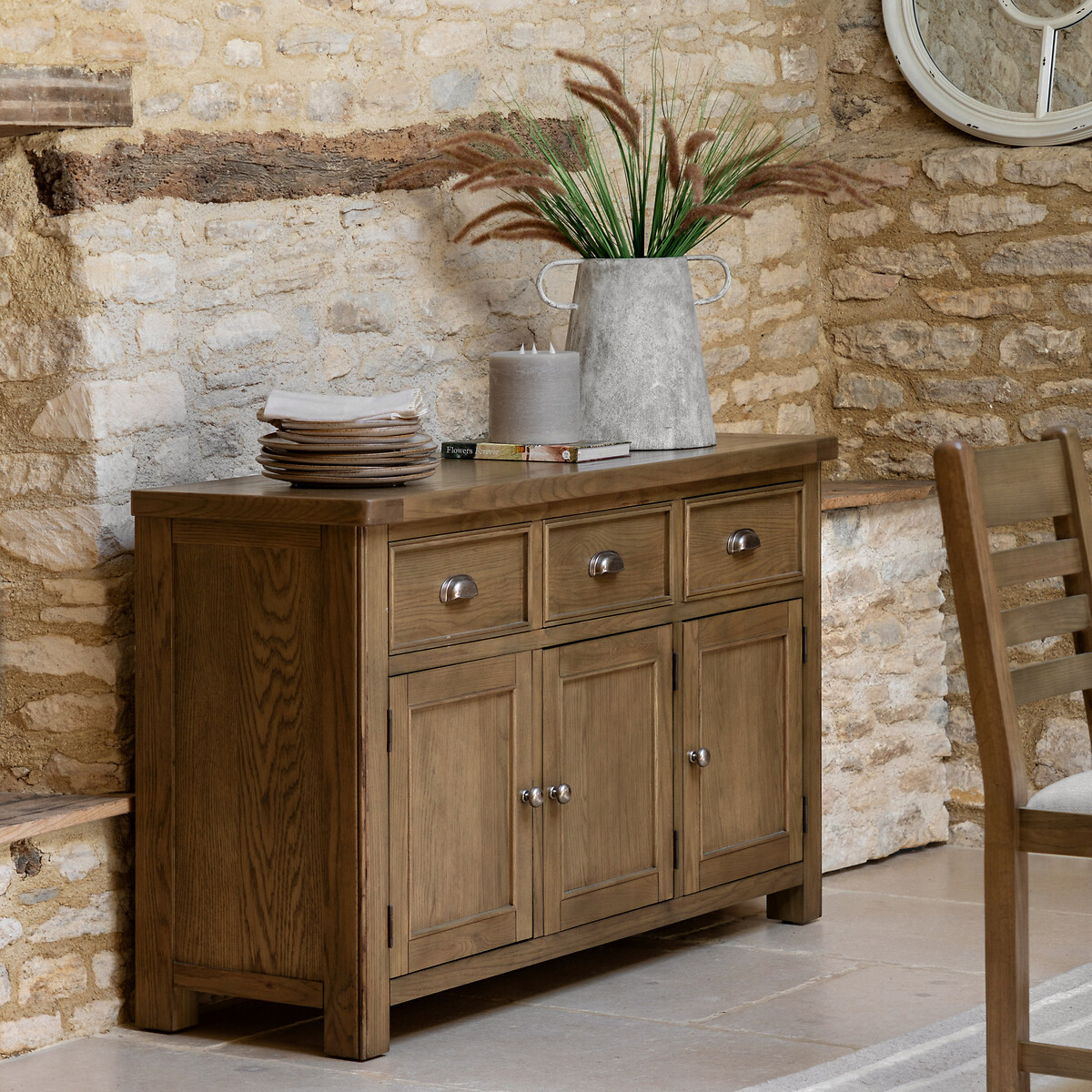 Toledo Oak 3 Door 3 Drawer Sideboard natural oak, SO'HOME