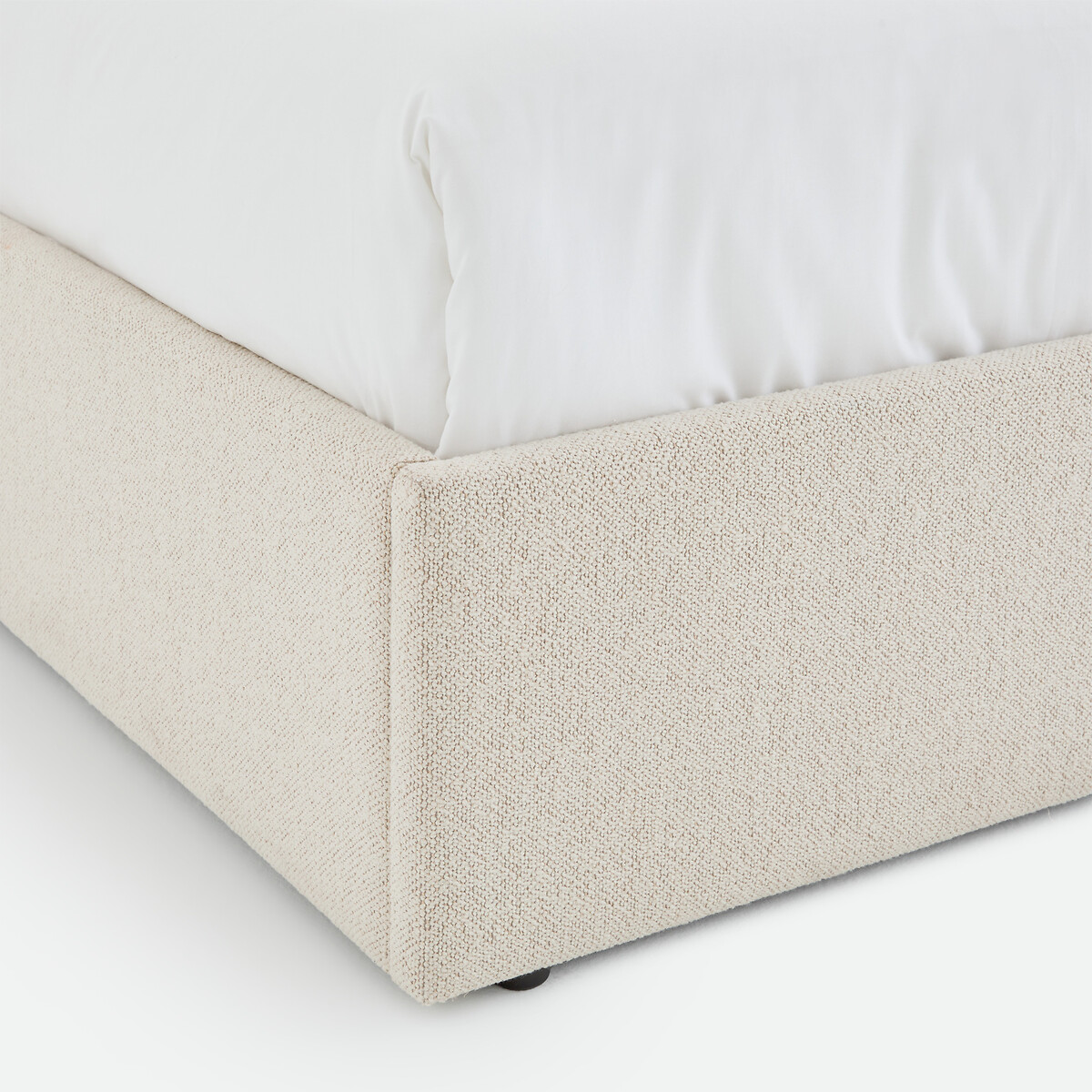 Lit coffre avec sommier relevable, tissu bouclette, CONTO ecru, LA REDOUTE INTERIEURS