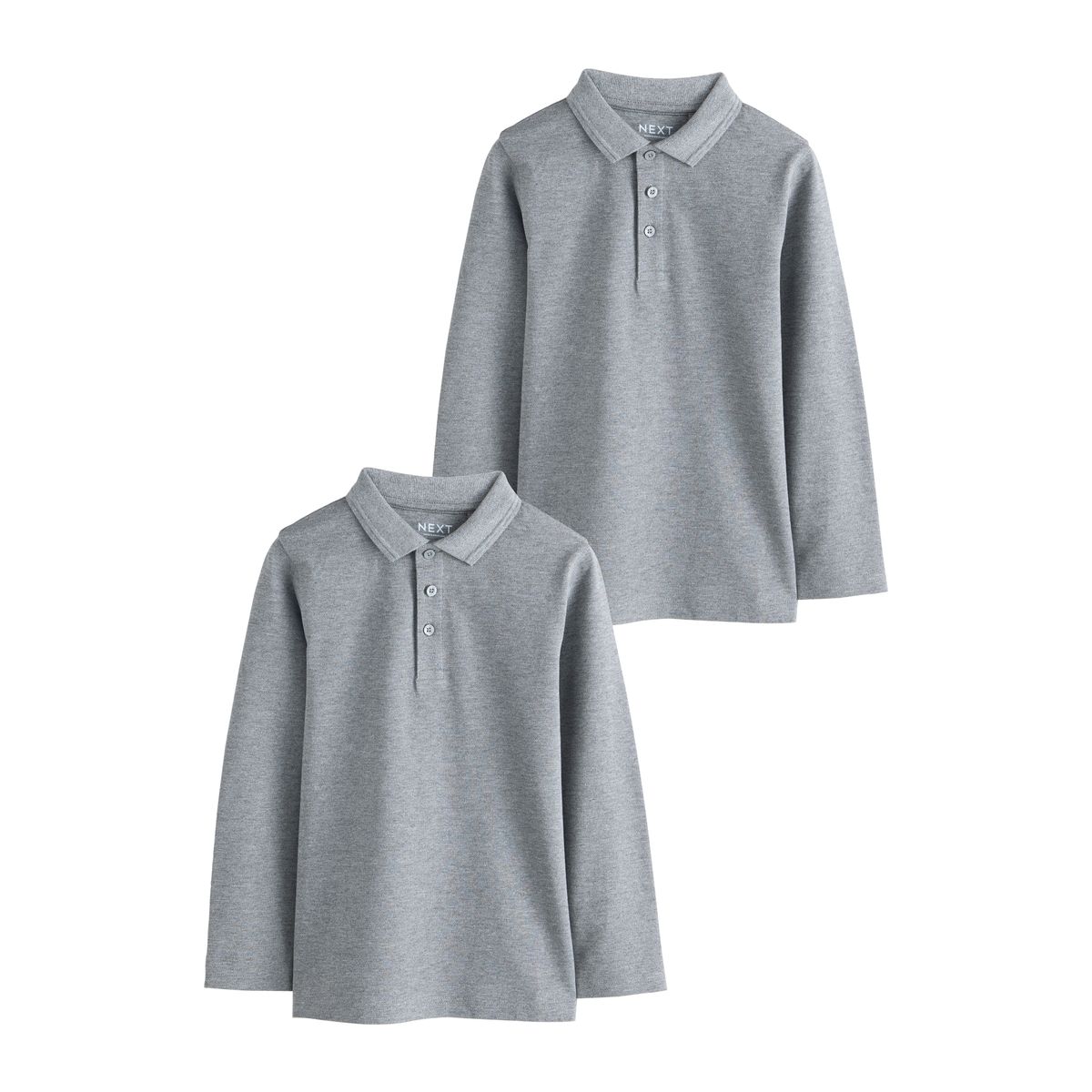 Polo d’école à manches longues, lot de 2 gris, NEXT