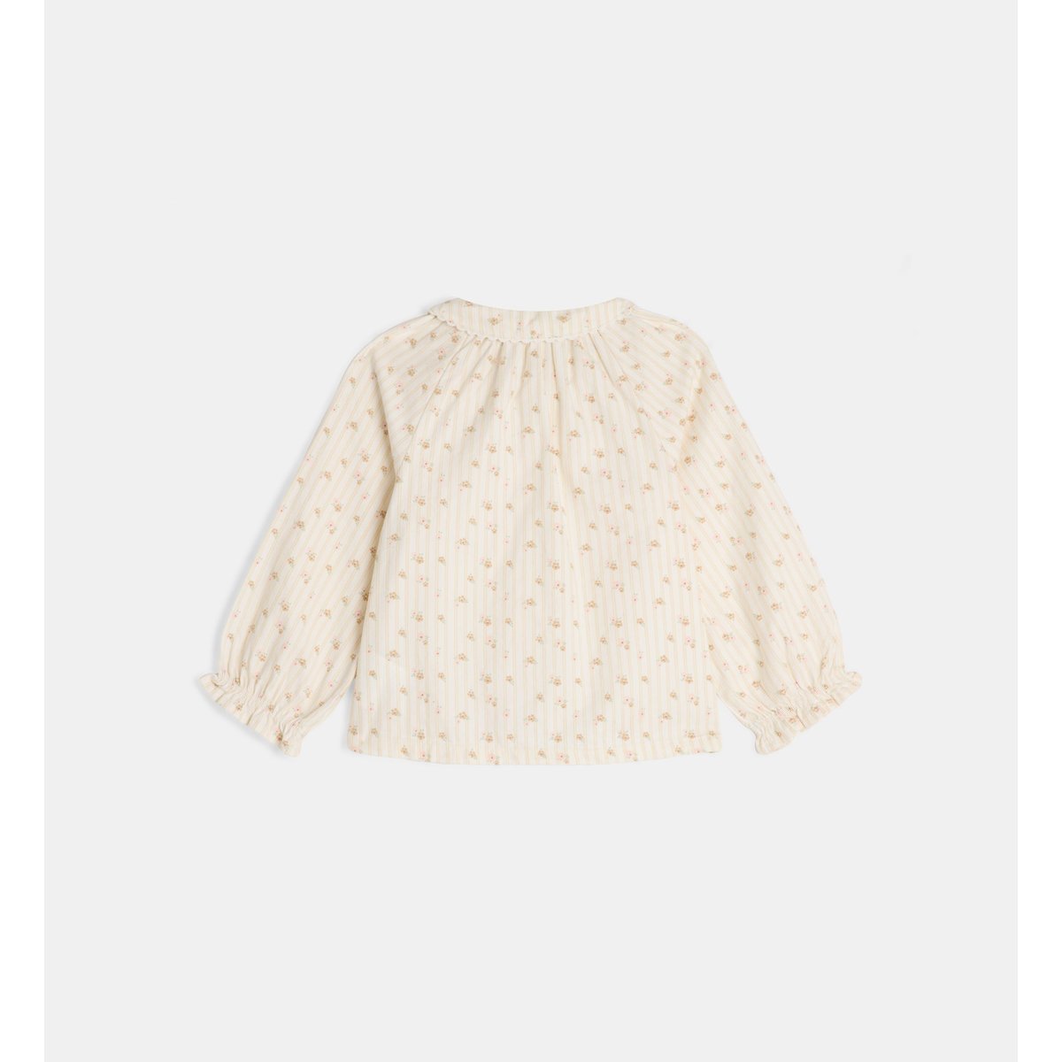 Blouse évasée talouve fla fleurs rayures coton bio écru, CADET ROUSSELLE