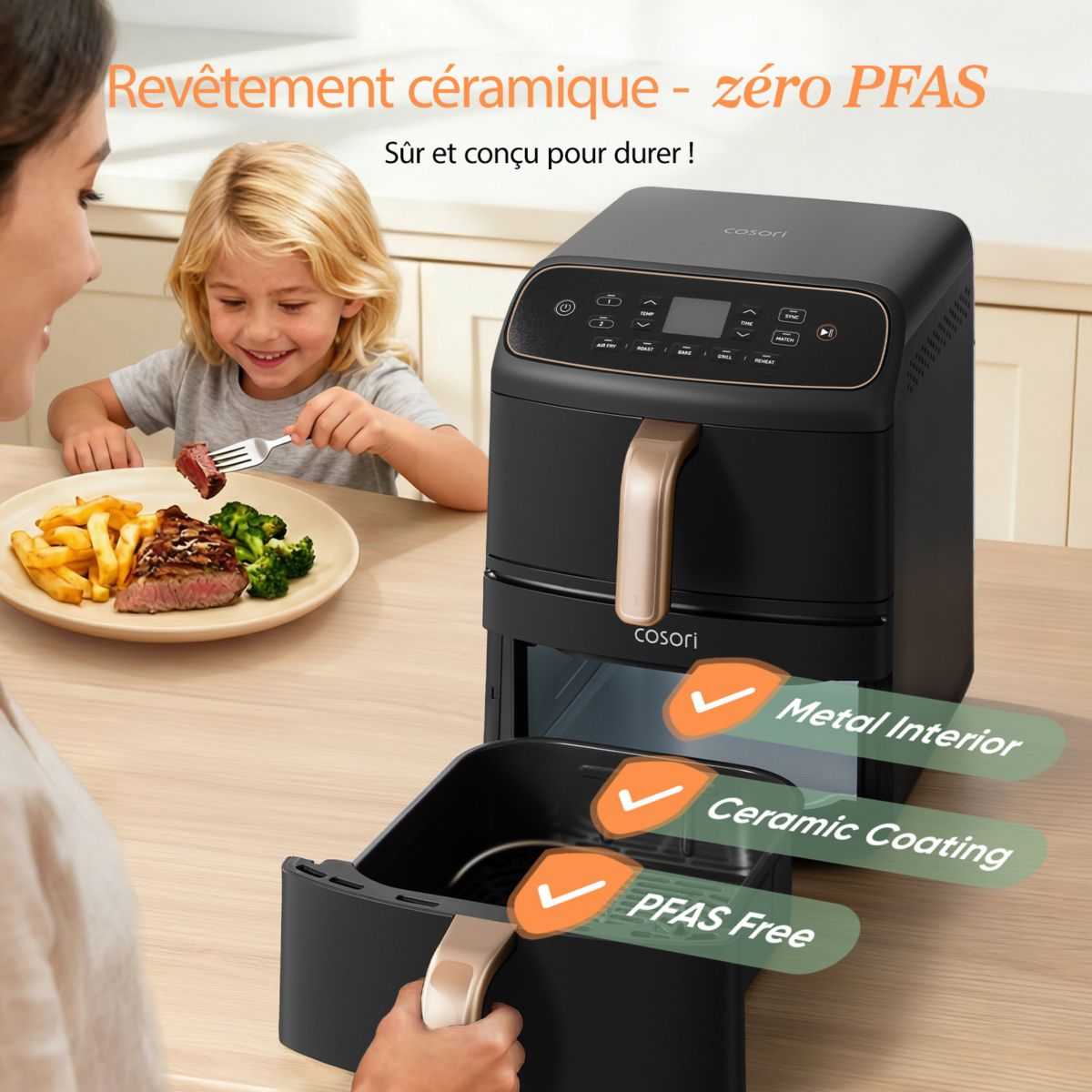 Friteuse sans huile Turbo Tower™ 8,6L couleur unique, COSORI