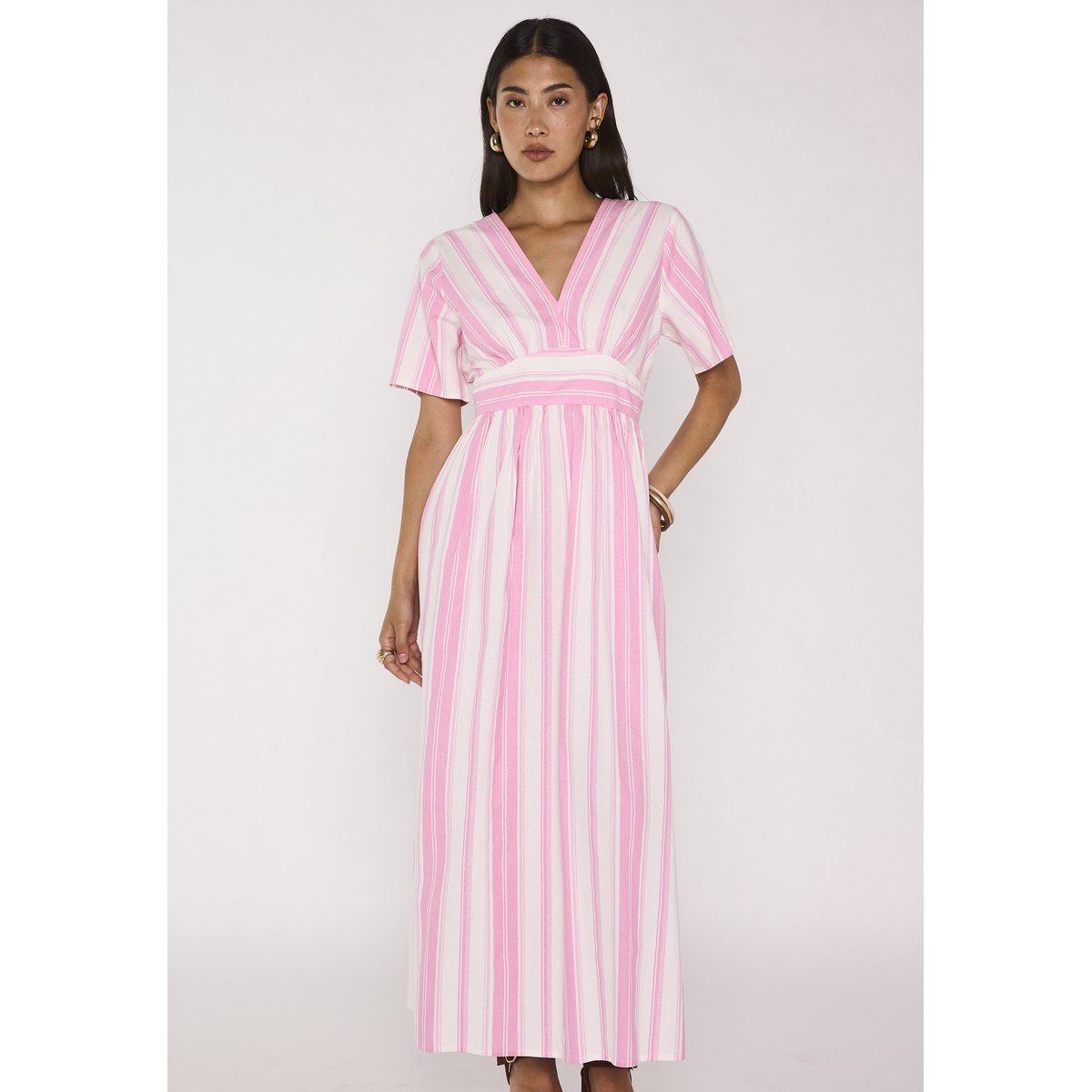 Robe trapèze rayée en coton PRIMEROSE rose, Maison 123