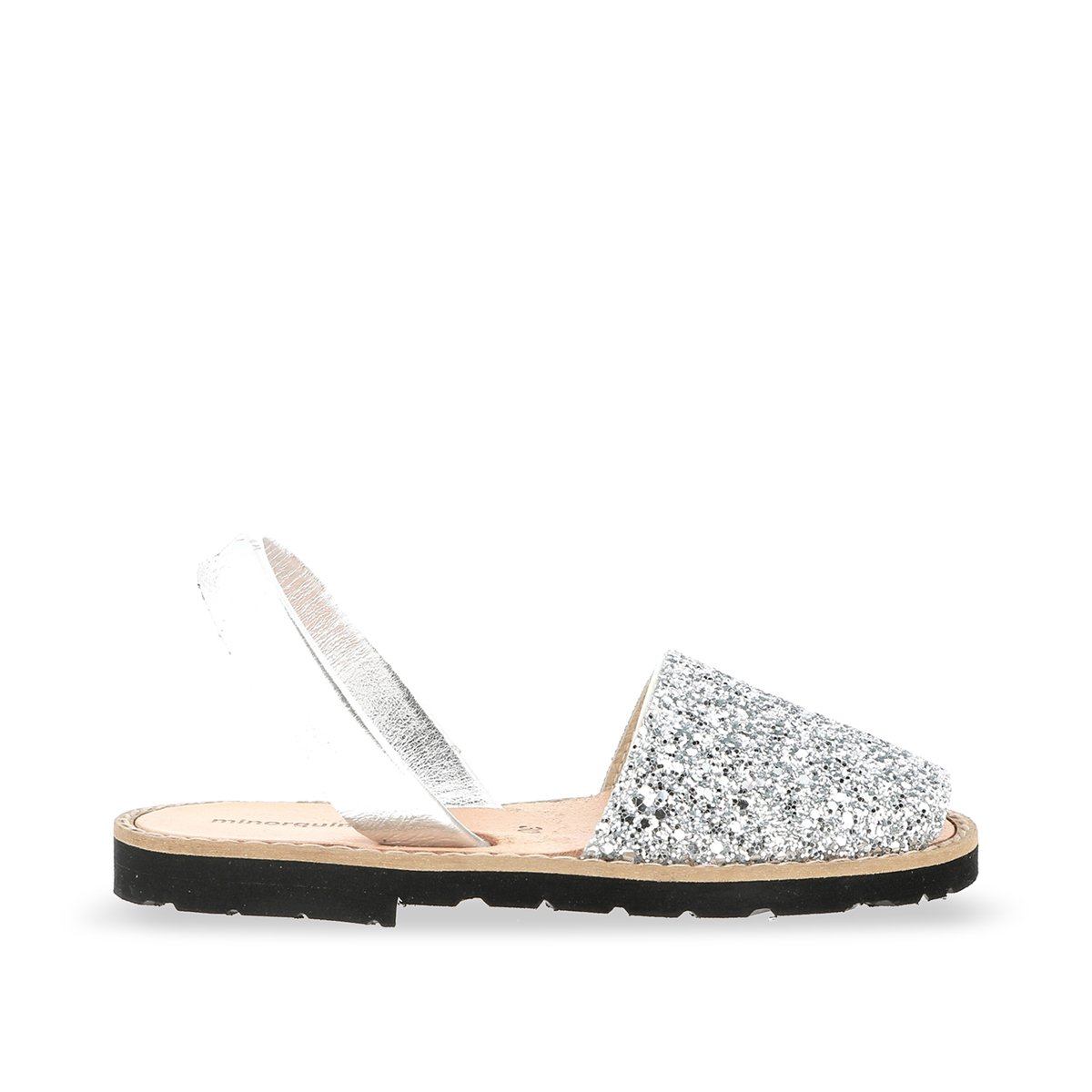 Sandales en cuir AVARCA PAILLETTES KIDS argent, MINORQUINES